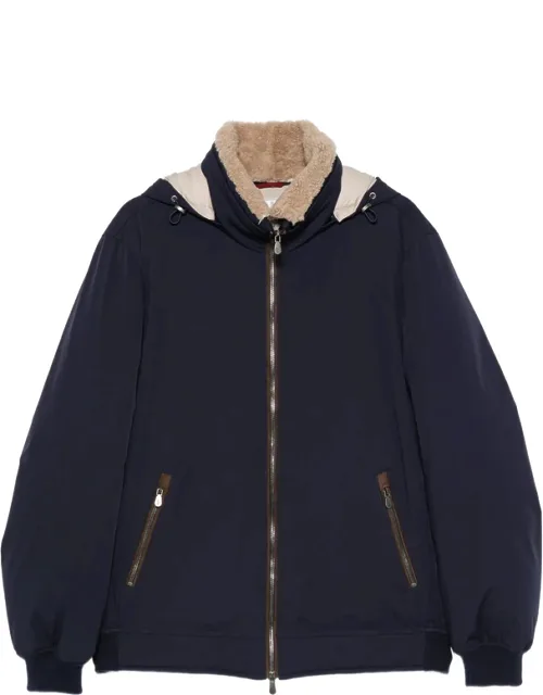 Shearling-collar Hooded Jacket