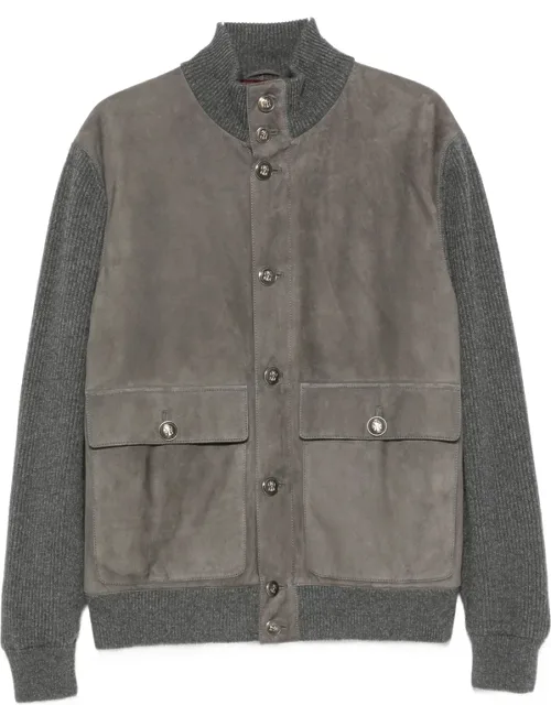 Suede-panel Ribbed Jacket