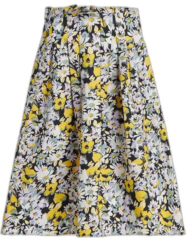 Floral Cotton Midi Skirt