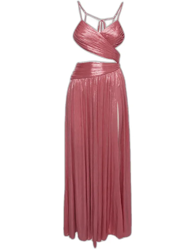 Pleated Backless Maxi Dress