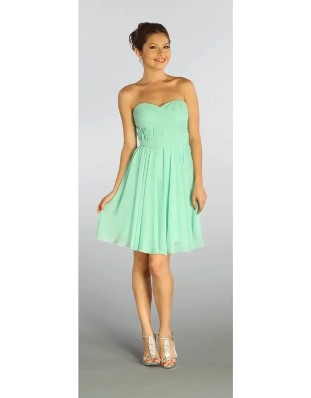 Simple Strapless Chiffon Bridesmaid Dress