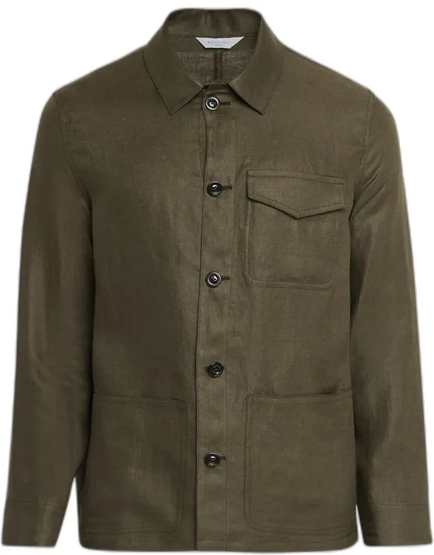 Linen Workwear Button-front Jacket
