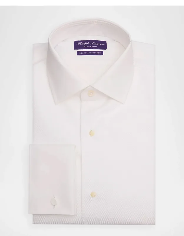 Sea Island Cotton Textured French Cuff Dress Shirt
