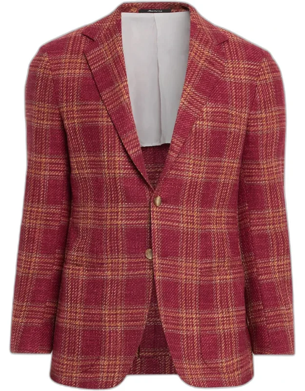 Plaid Notch Lapel Single-breasted Sport Coat