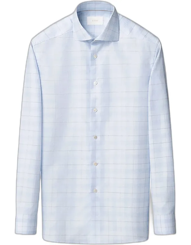 Elevated Check Cotton Linen Contemporary-fit Dress Shirt