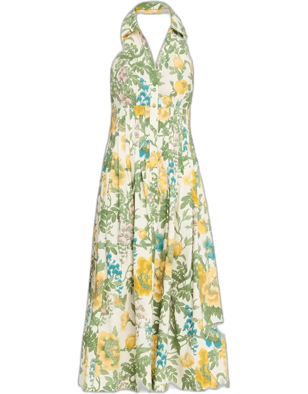 Floral Poplin Halter Dress