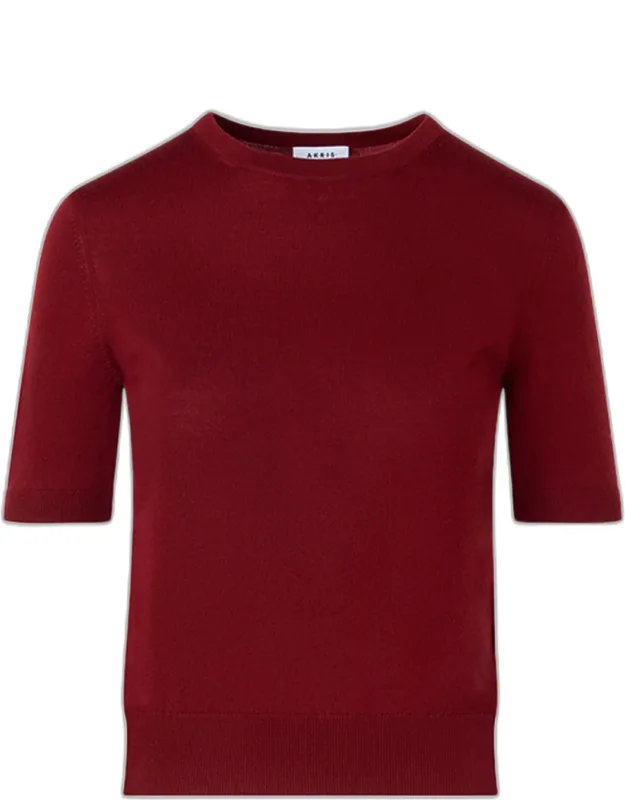 Short-sleeve Merino Wool-blend Knit Sweater