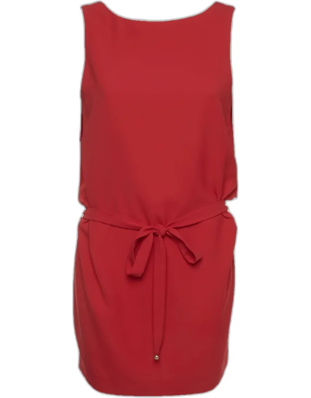 Stretch Crepe Belted Mini Dress