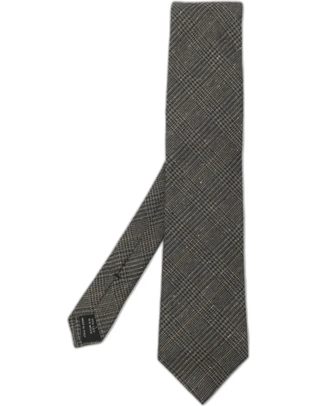 Prince Of Wales Check Patterned Wool/silk Neck Tie