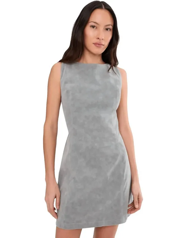 Atlas Suede Mini Dress With A-line Silhouette And Elasticized Back Cutout