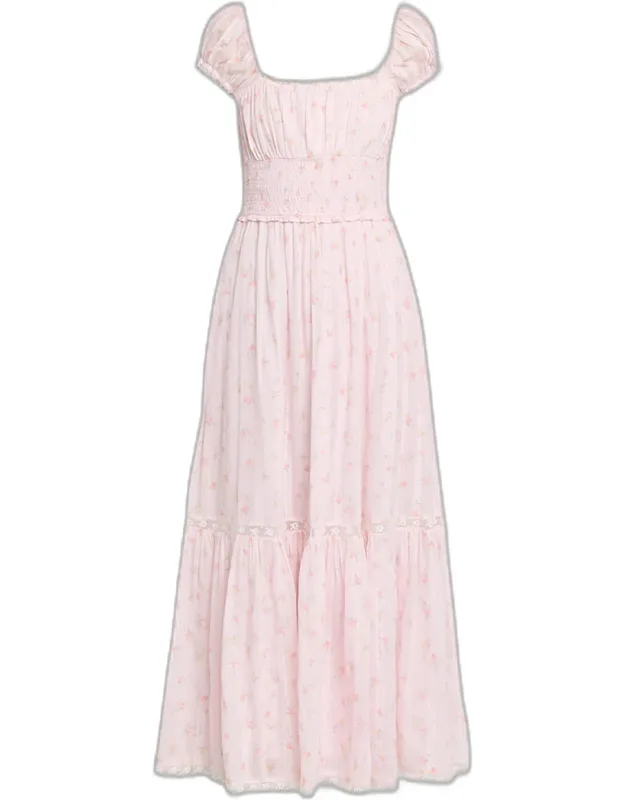 Floral Lace-trim Maxi Dress