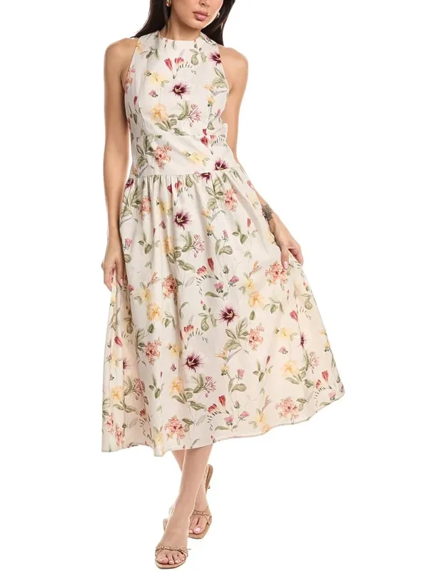 Sleeveless Linen-blend Midi Dress