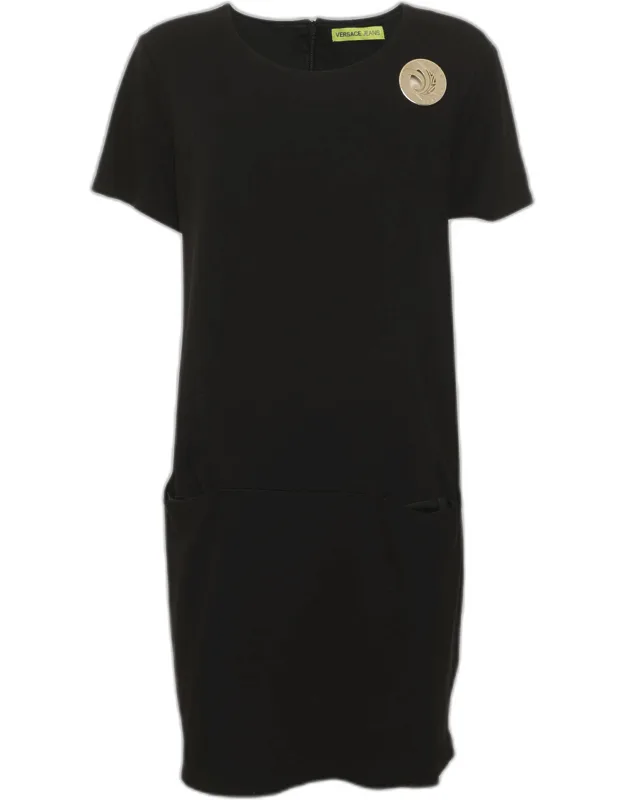 Jersey Logo Plaque Detail Mini Dress