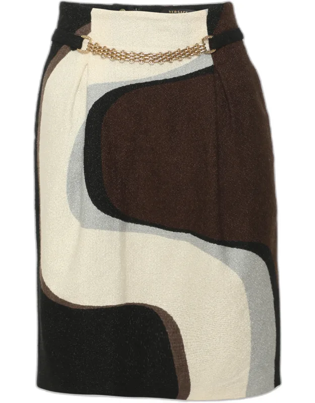 Tweed Chain Detail Knee Length Skirt