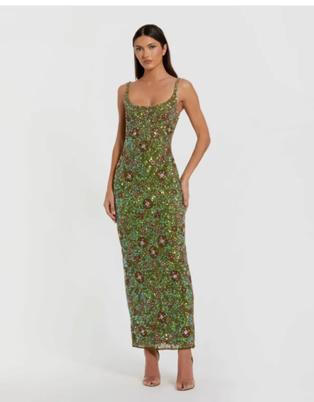 Petite Sleeveless Hand Embellished Floral Maxi Dress