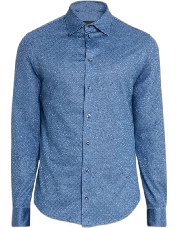 Cotton Diamond-jacquard Sport Shirt