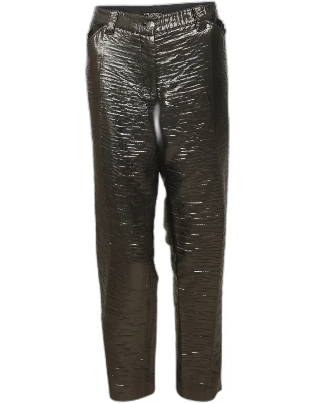 Metallic Wool Blend Cropped Pants