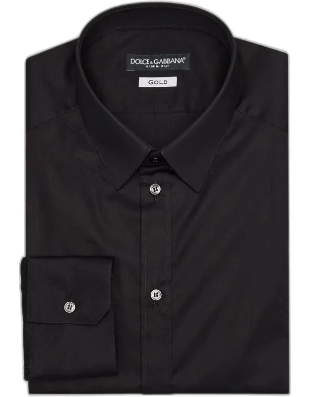 Stretch-cotton Point Collar Button-front Shirt