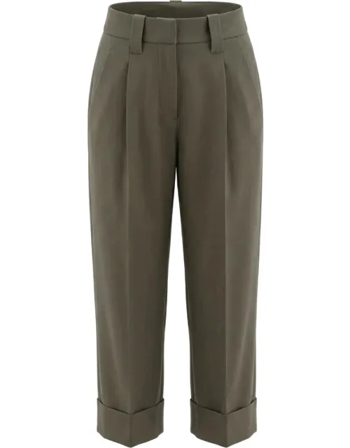 Pleated-detail Turn-up Trousers