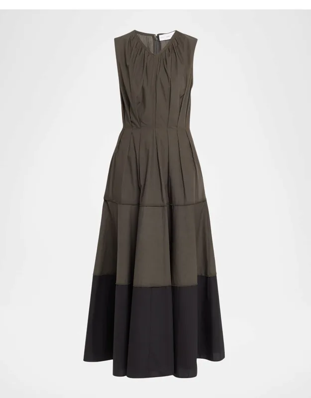 Tiered Poplin Maxi Dress