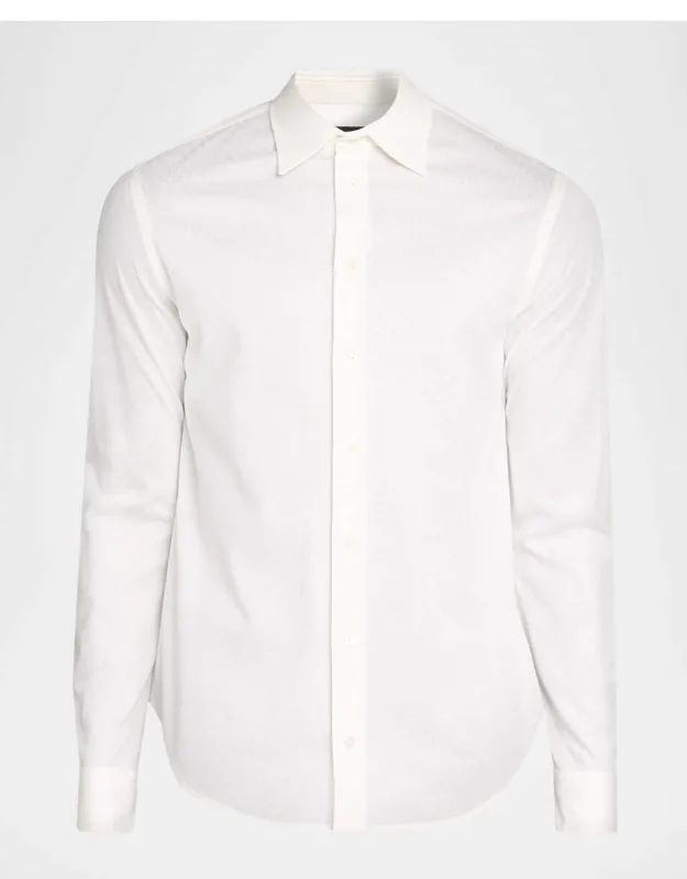 Diamond-knit Cotton Jacquard Sport Shirt