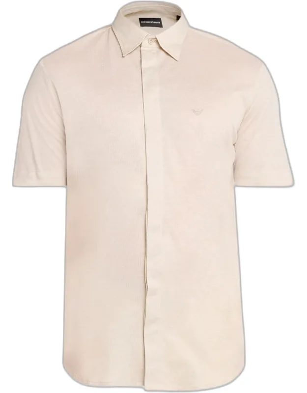 Cotton Tonal Texture Short-sleeve Shirt