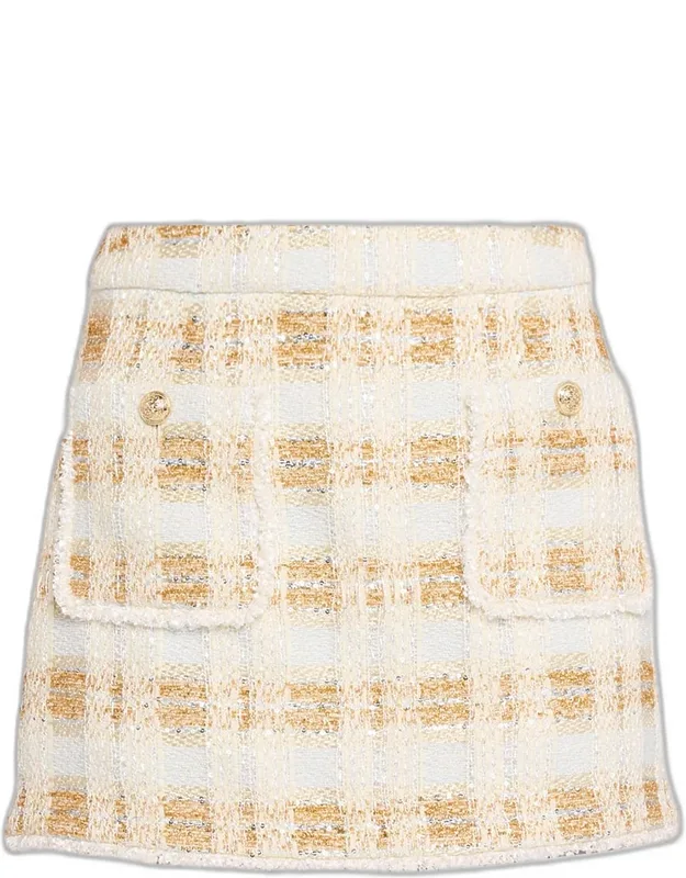Plaid Tweed Mini Skirt