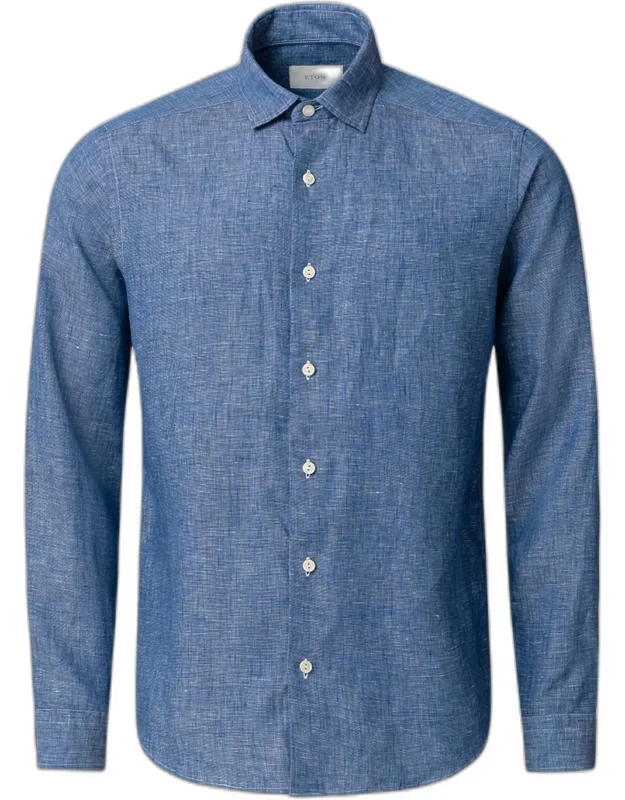 Solid Linen Button-down Shirt