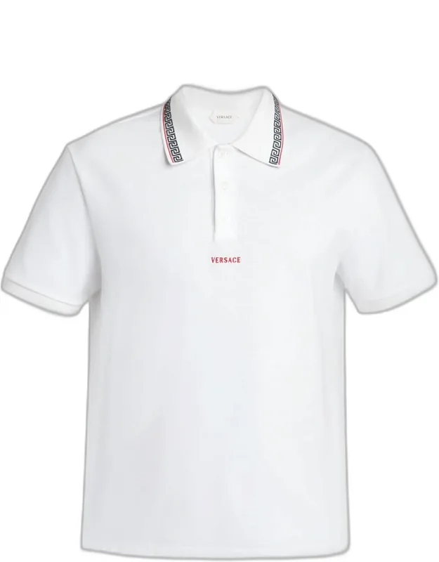 Logo Embroidered Cotton Pique Polo Shirt