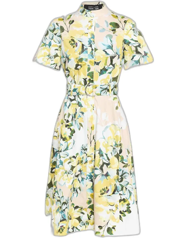 Floral-print Cotton Midi Shirtdress