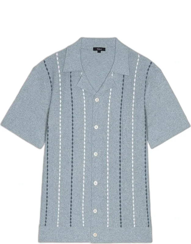 Richie Knit Embroidered Stripe Short-sleeve Shirt