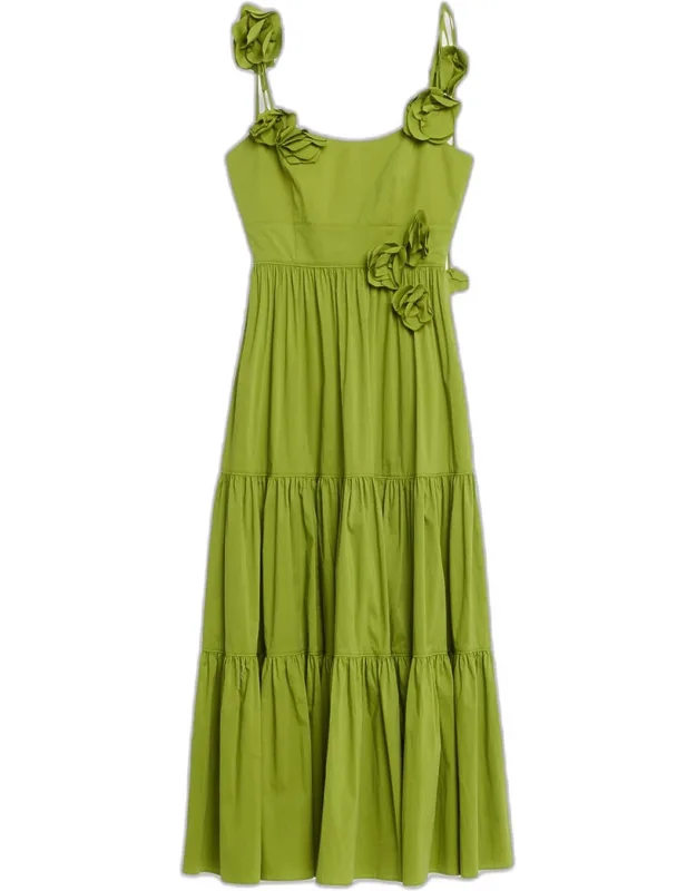 3d Rosette Midi Dress