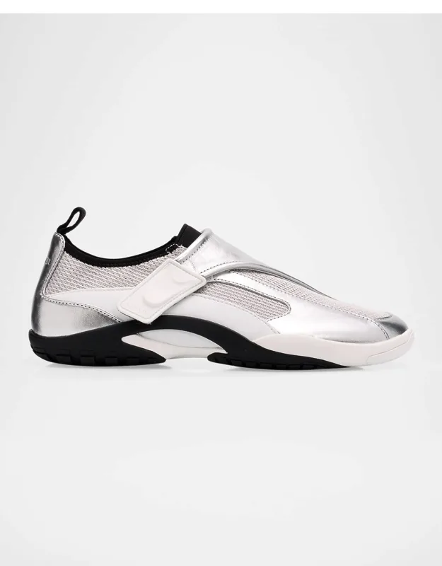 Metallic Mesh And Leather Sneakers