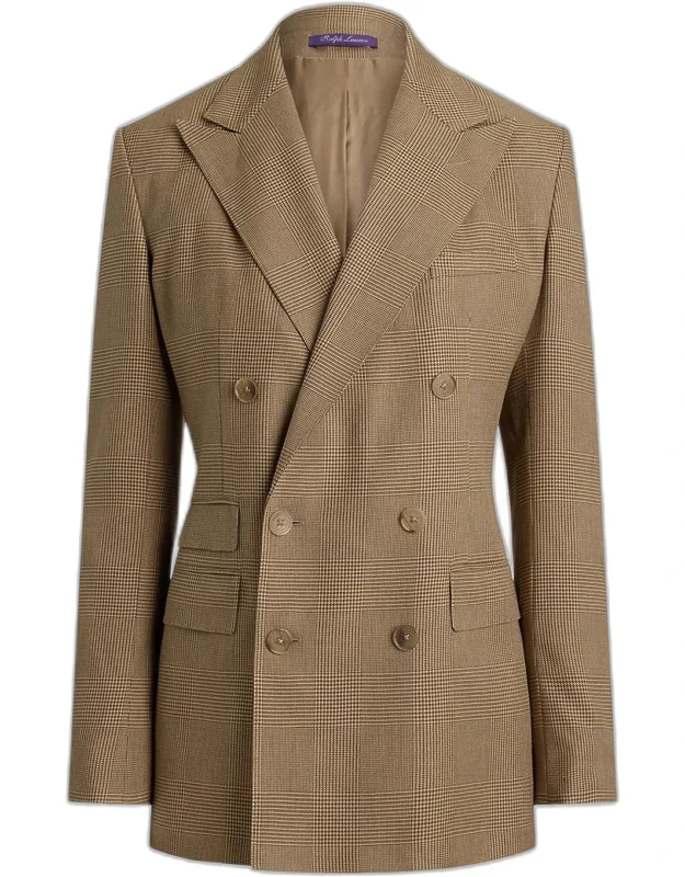 Glen Plaid Silk Double-breasted Blazer