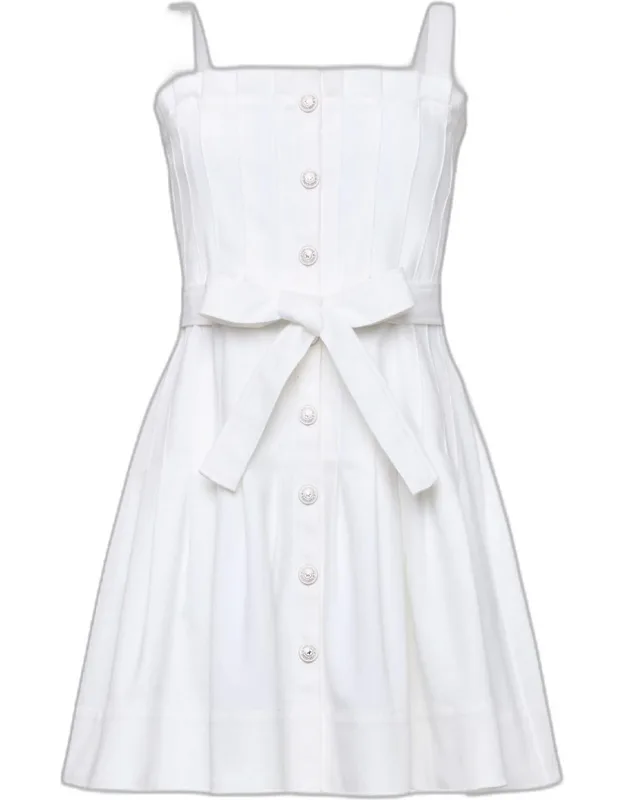 Pleated Denim Mini Dress