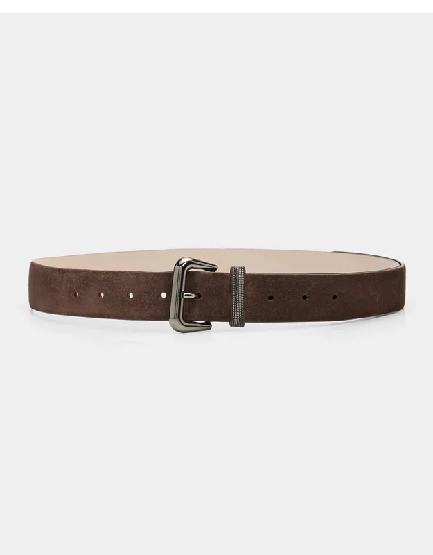 Monili-trim Suede Belt