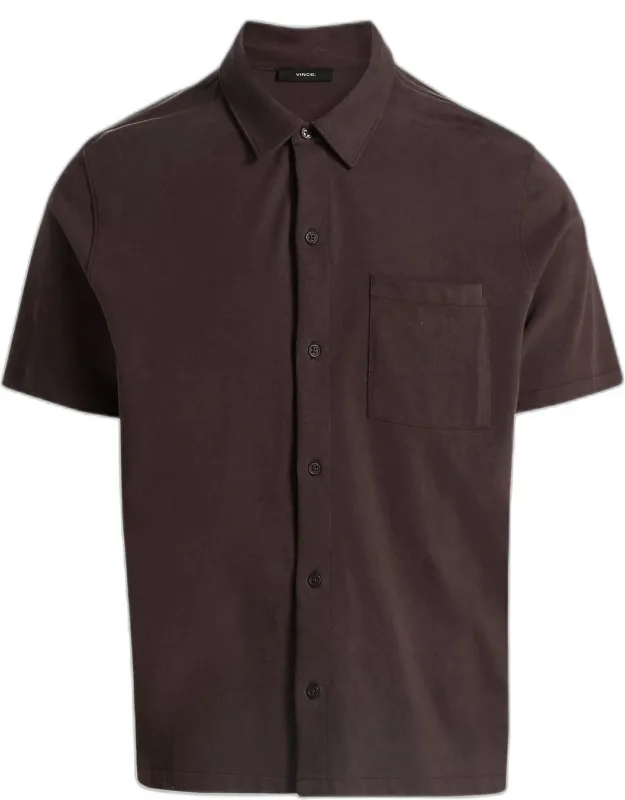 Sueded Jersey Button-down Shirt