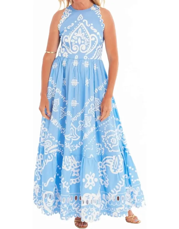Trocadero Maxi Dress - Sleeveless Satin With Embroidered Detailing And Pockets