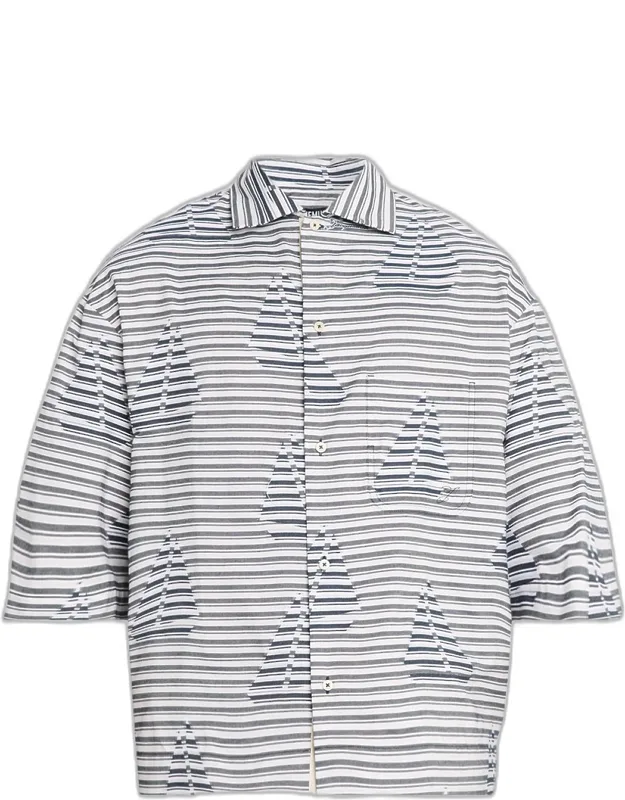 La Chemise Plage Stripe Sailboat Short-sleeve Shirt