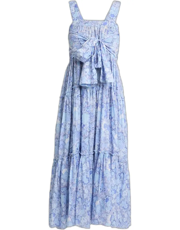 Painted Flowers Cotton Maxi Dress