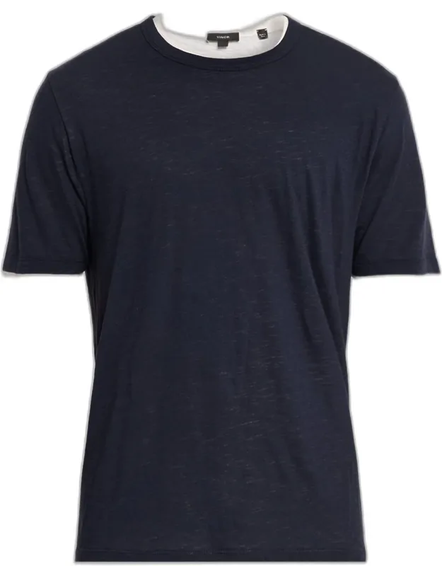 Fine Slub Double-layer Crewneck T-shirt