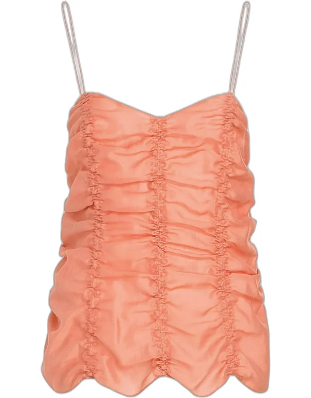 Ruched Silk Tank Top
