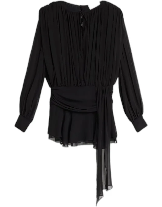 Draped Drop-waist Silk Mini Dress
