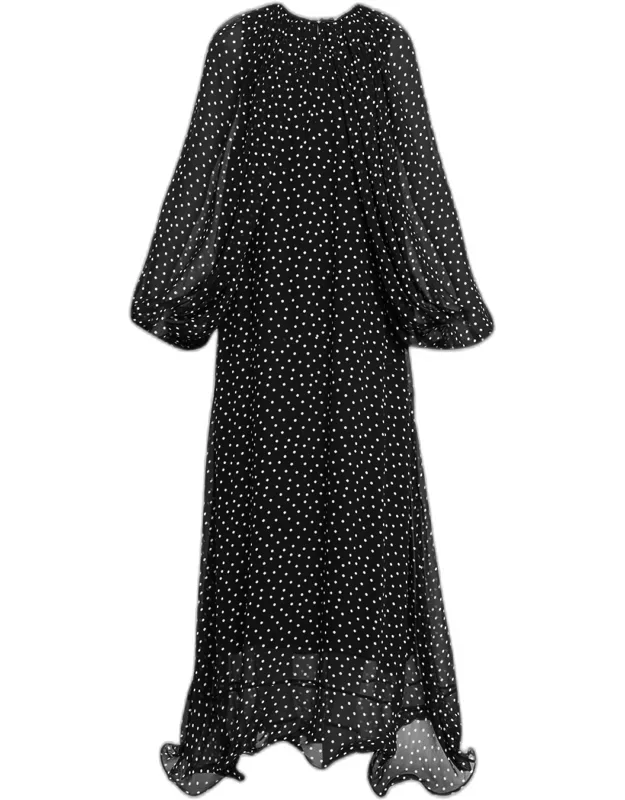 Polka-dot Flounce Maxi Dress