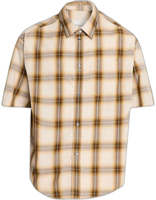 Boxy-fit Plaid Short-sleeve Shirt