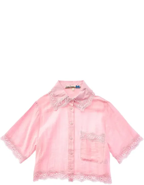 Lace Trim Button Up Shirt