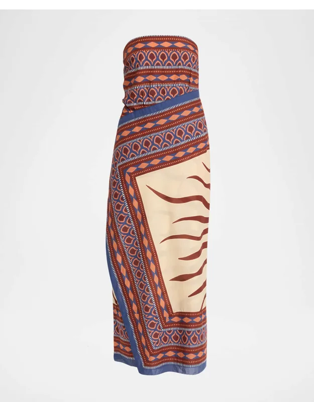 Paraiso Agreste Strapless Midi Wrap Dress