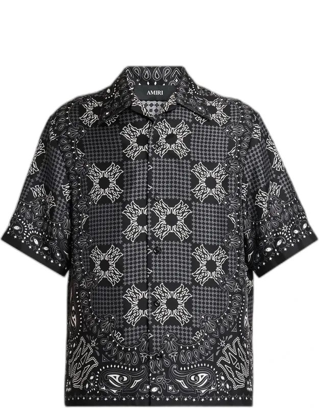 Silk Quad Paisley Short-sleeve Shirt