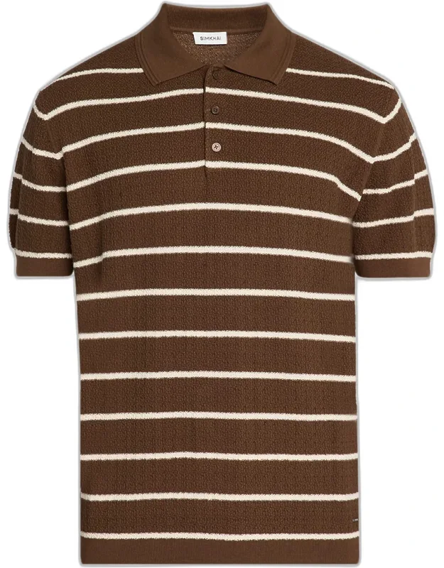 Calum Cotton And Silk Stripe Knit Polo Shirt