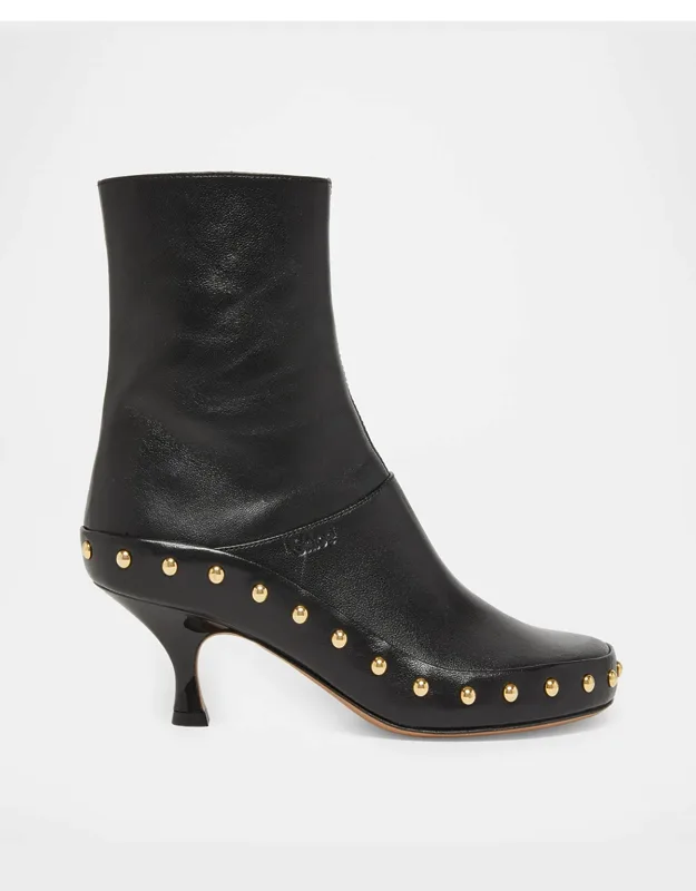 Studded Leather Ankle Boots